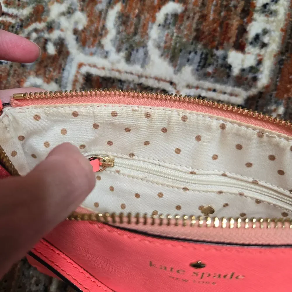 Kate Spade New York Mikas Pond Janelle Crossbody Bag Coral Gold Travel Small
